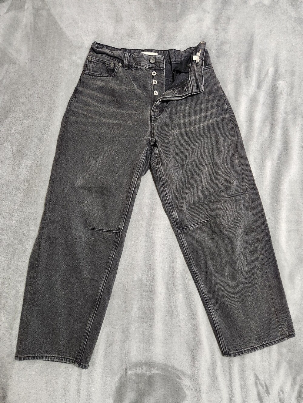 Madewell The Darted Barrel-Leg Jeans Washed Black Size 28